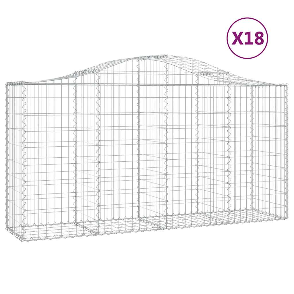 Συρματοκιβώτια Τοξωτά 18 τεμ. 200x50x100/120 εκ. Γαλβαν. Ατσάλι