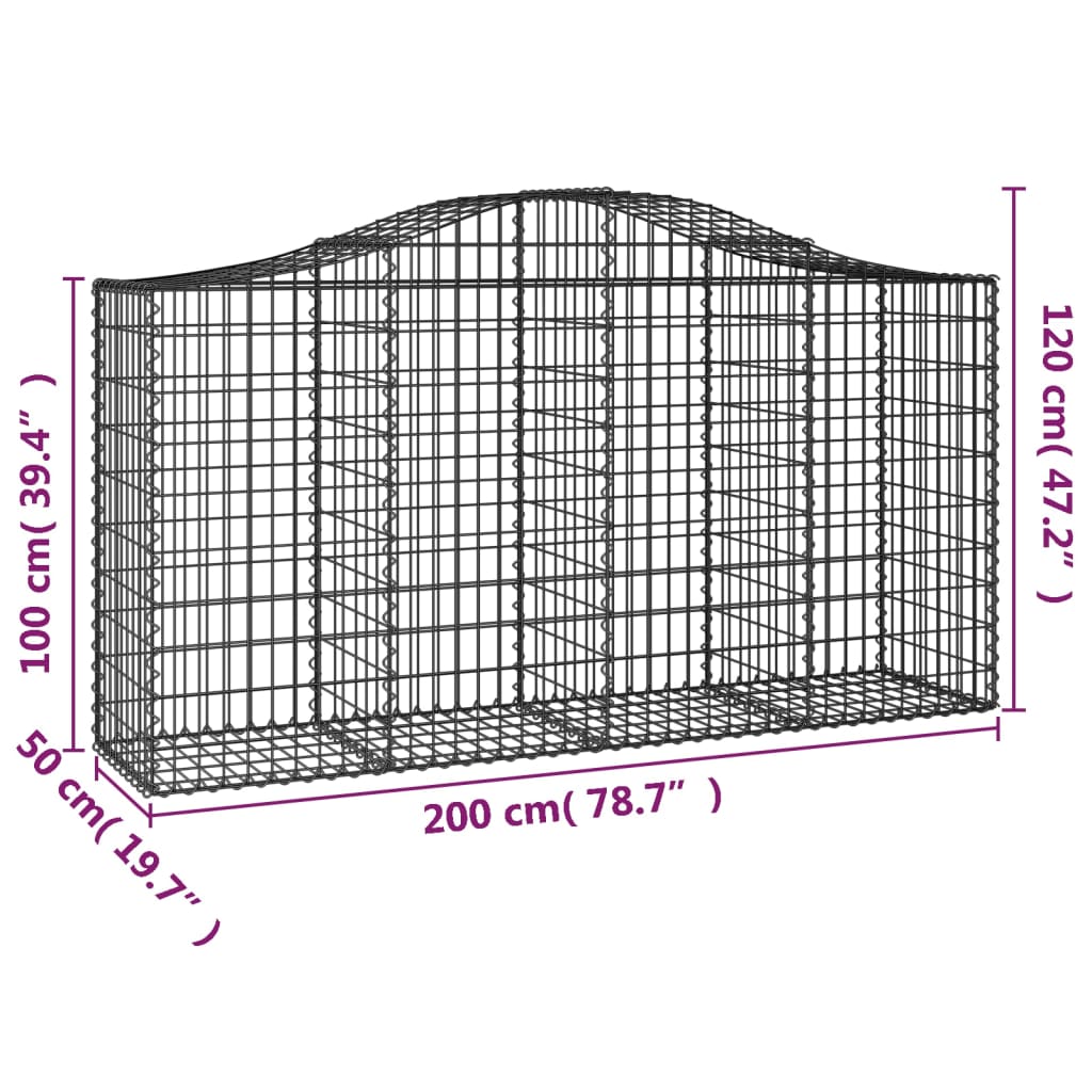 Συρματοκιβώτια Τοξωτά 50 τεμ. 200x50x100/120 εκ. Γαλβαν. Ατσάλι