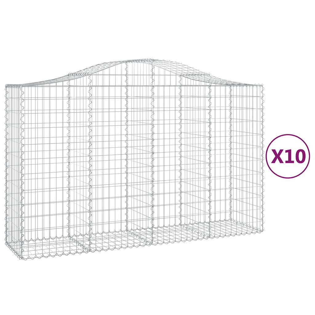Συρματοκιβώτια Τοξωτά 10 τεμ. 200x50x120/140 εκ. Γαλβαν. Ατσάλι
