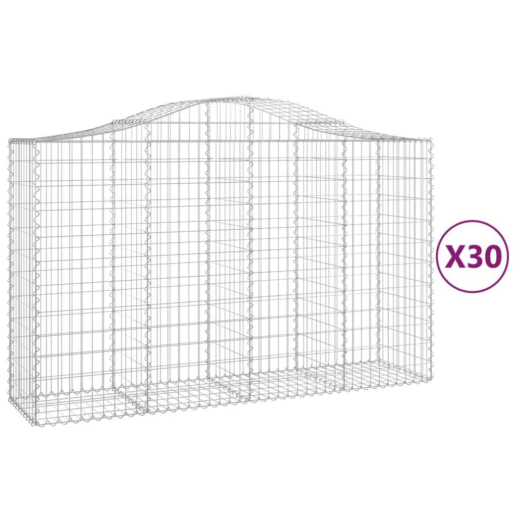 Συρματοκιβώτια Τοξωτά 30 τεμ. 200x50x120/140 εκ. Γαλβαν. Ατσάλι