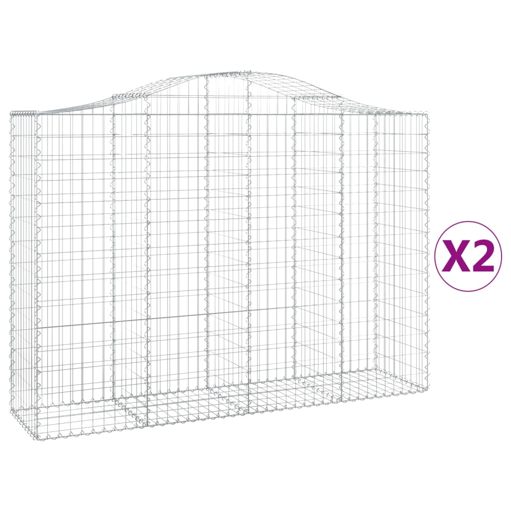 Συρματοκιβώτια Τοξωτά 2 τεμ. 200x50x140/160 εκ. Γαλβαν. Ατσάλι