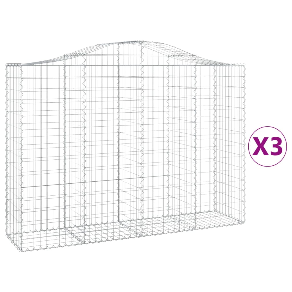 Συρματοκιβώτια Τοξωτά 3 τεμ. 200x50x140/160 εκ. Γαλβαν. Ατσάλι