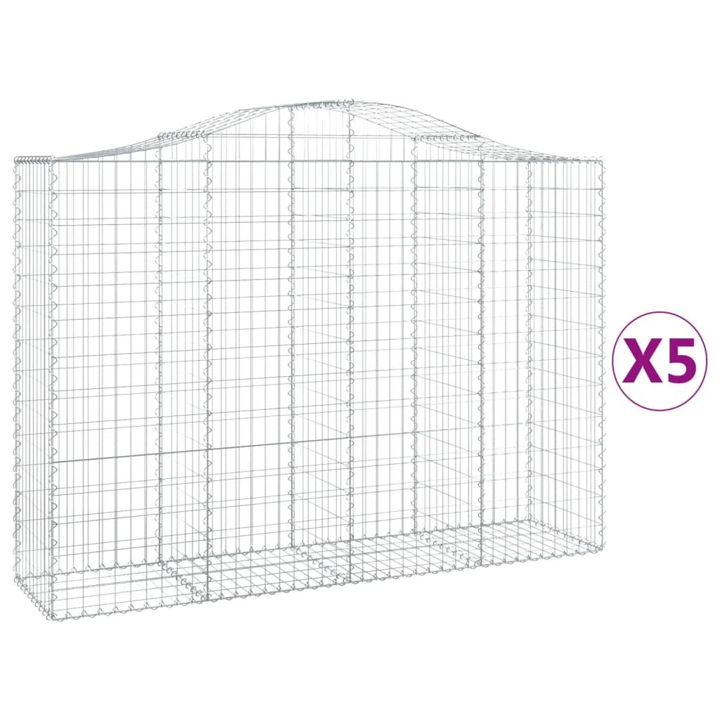Συρματοκιβώτια Τοξωτά 5 τεμ. 200x50x140/160 εκ. Γαλβαν. Ατσάλι
