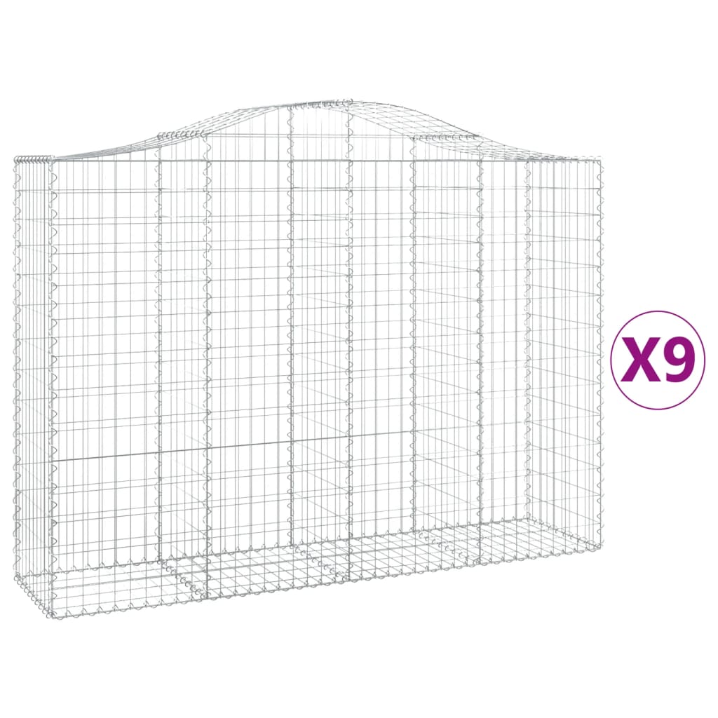 Συρματοκιβώτια Τοξωτά 9 τεμ. 200x50x140/160 εκ. Γαλβαν. Ατσάλι