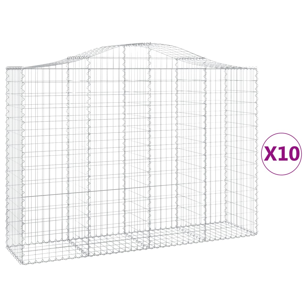 Συρματοκιβώτια Τοξωτά 10 τεμ. 200x50x140/160 εκ. Γαλβαν. Ατσάλι
