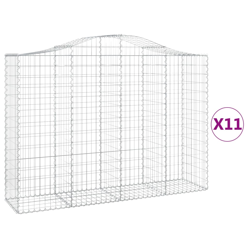 Συρματοκιβώτια Τοξωτά 11 τεμ. 200x50x140/160 εκ. Γαλβαν. Ατσάλι