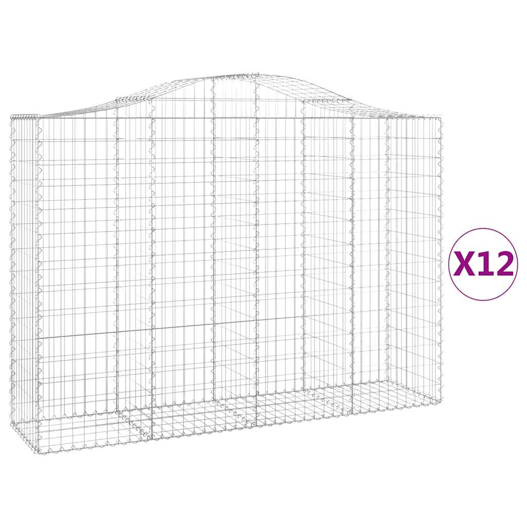 Συρματοκιβώτια Τοξωτά 12 τεμ. 200x50x140/160 εκ. Γαλβαν. Ατσάλι