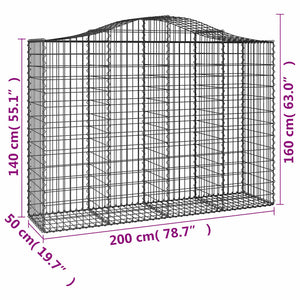 Συρματοκιβώτια Τοξωτά 12 τεμ. 200x50x140/160 εκ. Γαλβαν. Ατσάλι