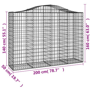 Συρματοκιβώτια Τοξωτά 13 τεμ. 200x50x140/160 εκ. Γαλβαν. Ατσάλι