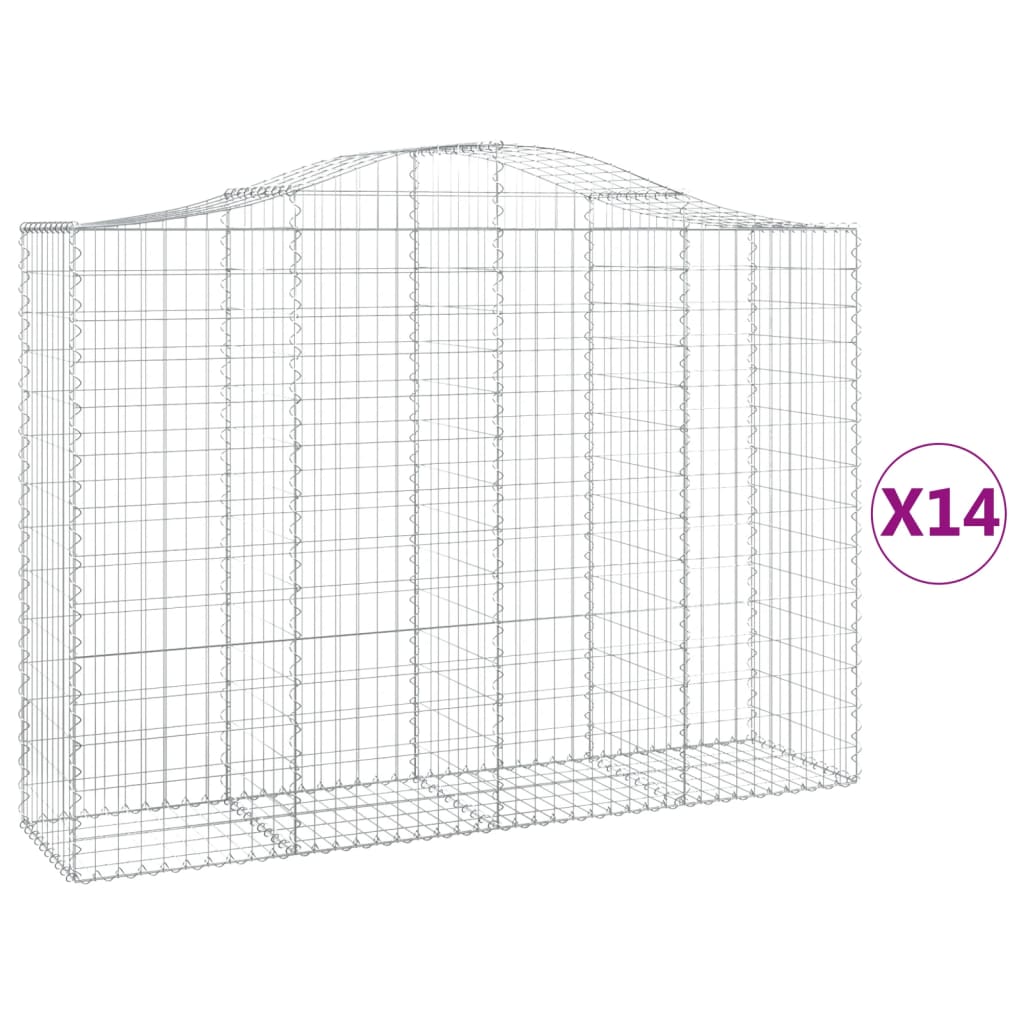 Συρματοκιβώτια Τοξωτά 14 τεμ. 200x50x140/160 εκ. Γαλβαν. Ατσάλι