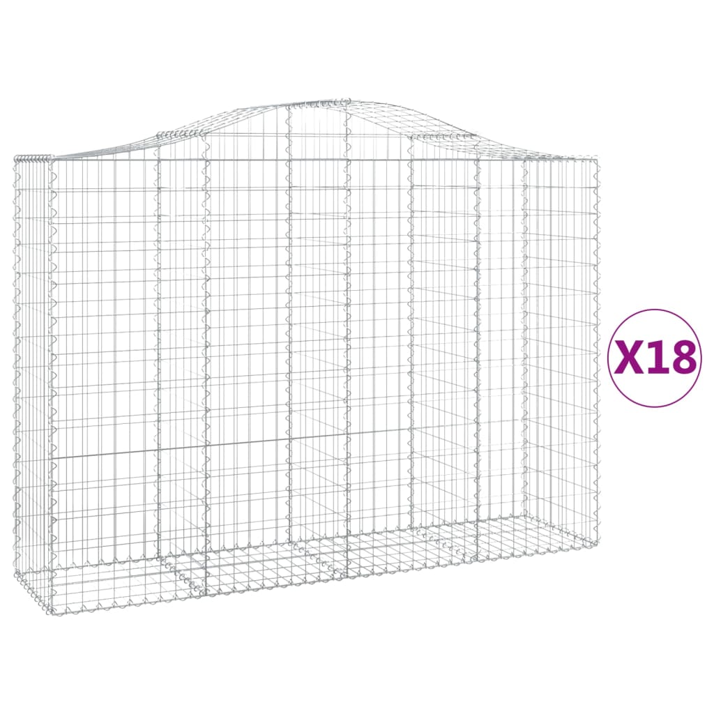 Συρματοκιβώτια Τοξωτά 18 τεμ. 200x50x140/160 εκ. Γαλβαν. Ατσάλι