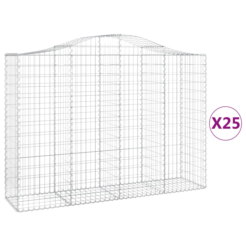 Συρματοκιβώτια Τοξωτά 25 τεμ. 200x50x140/160 εκ. Γαλβαν. Ατσάλι