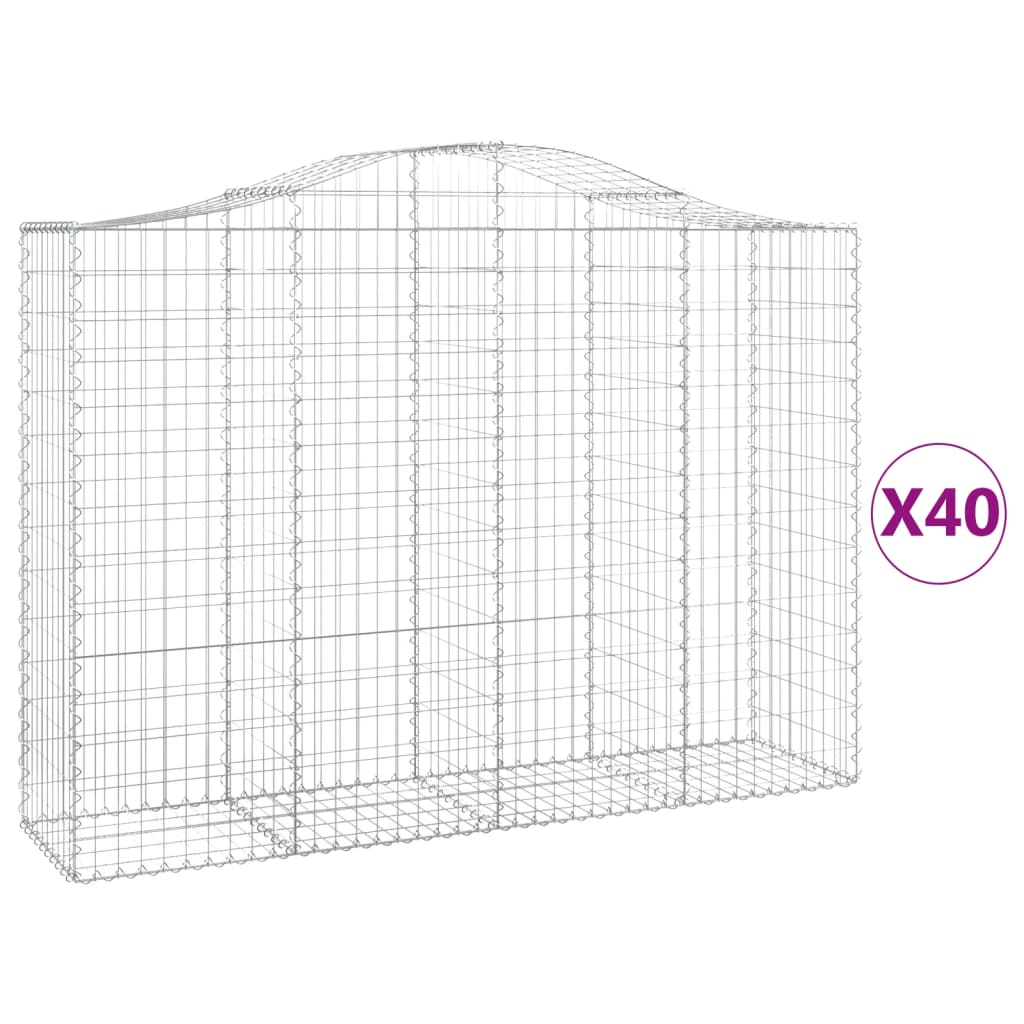 Συρματοκιβώτια Τοξωτά 40 τεμ. 200x50x140/160 εκ. Γαλβαν. Ατσάλι