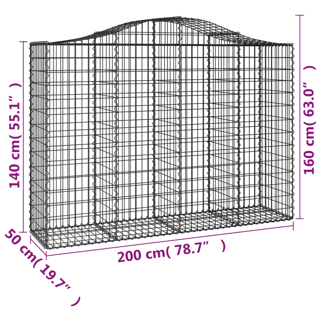 Συρματοκιβώτια Τοξωτά 50 τεμ. 200x50x140/160 εκ. Γαλβαν. Ατσάλι