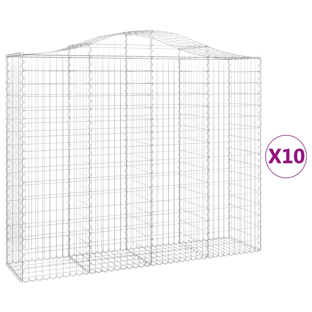Συρματοκιβώτια Τοξωτά 10 τεμ. 200x50x160/180 εκ. Γαλβαν. Ατσάλι