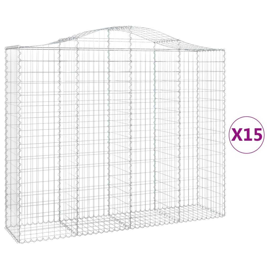 Συρματοκιβώτια Τοξωτά 15 τεμ. 200x50x160/180 εκ. Γαλβαν. Ατσάλι