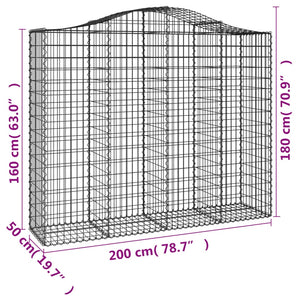 Συρματοκιβώτια Τοξωτά 25 τεμ. 200x50x160/180 εκ. Γαλβαν. Ατσάλι