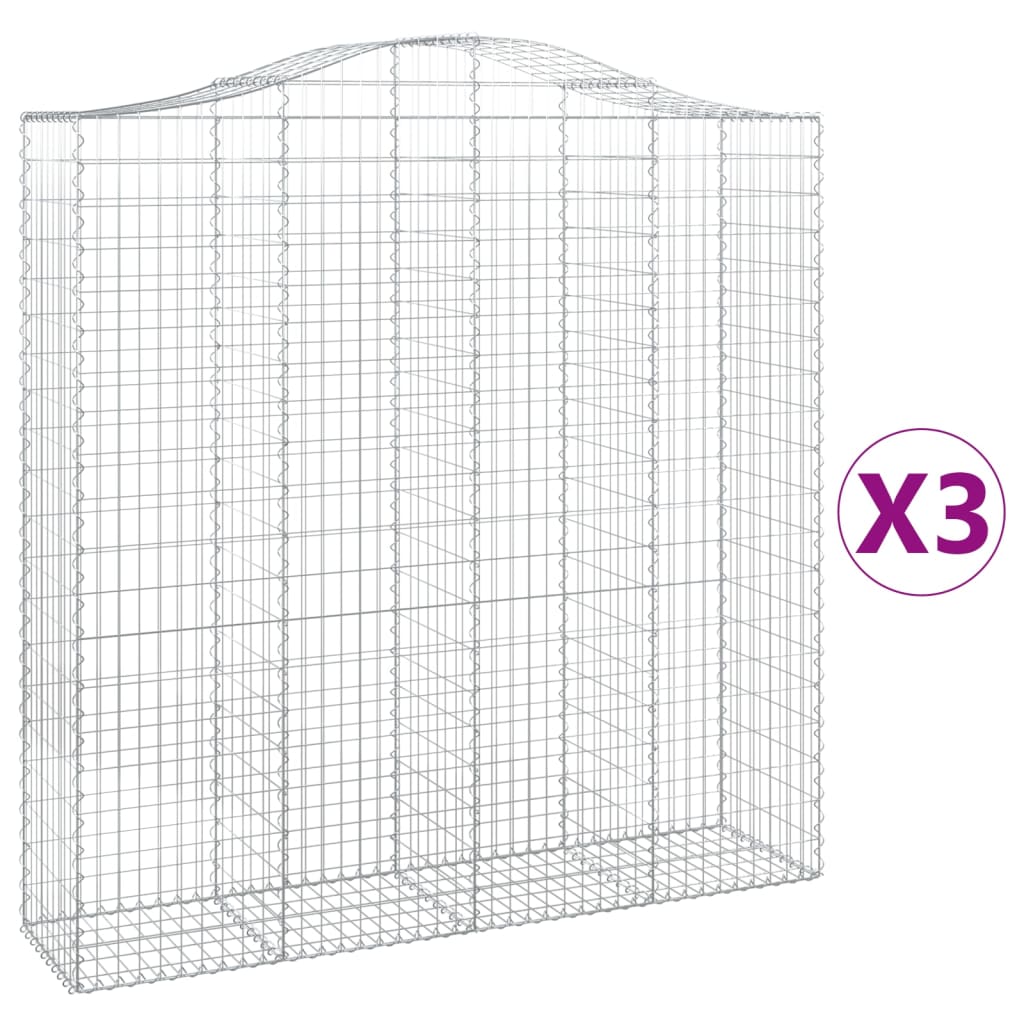 Συρματοκιβώτια Τοξωτά 3 τεμ. 200x50x200/220 εκ. Γαλβαν. Ατσάλι