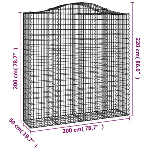 Συρματοκιβώτια Τοξωτά 3 τεμ. 200x50x200/220 εκ. Γαλβαν. Ατσάλι