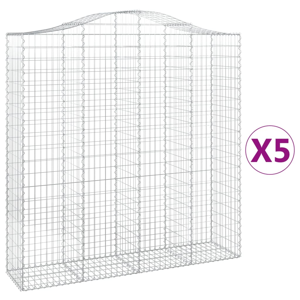 Συρματοκιβώτια Τοξωτά 5 τεμ. 200x50x200/220 εκ. Γαλβαν. Ατσάλι