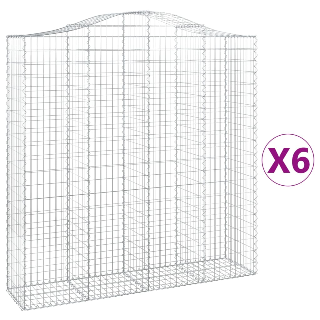 Συρματοκιβώτια Τοξωτά 6 τεμ. 200x50x200/220 εκ. Γαλβαν. Ατσάλι