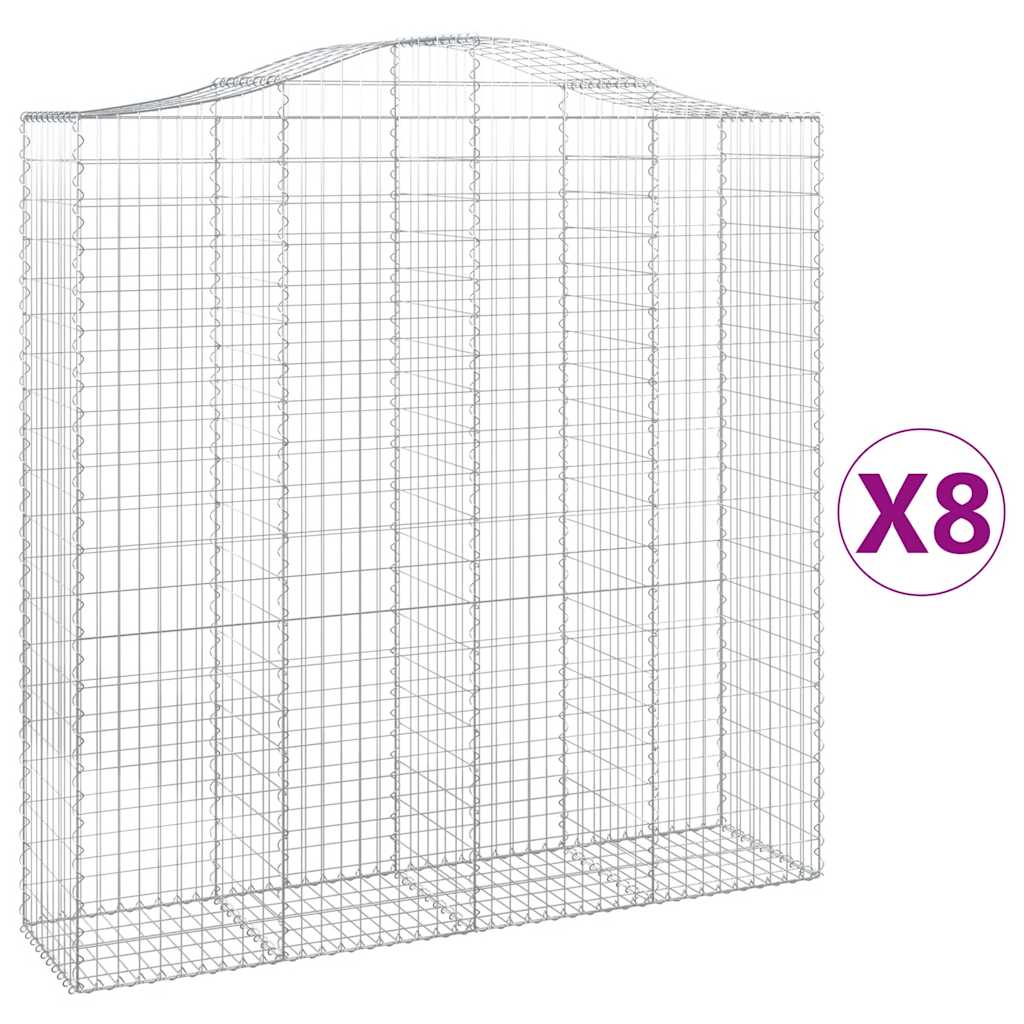 Συρματοκιβώτια Τοξωτά 8 τεμ. 200x50x200/220 εκ. Γαλβαν. Ατσάλι