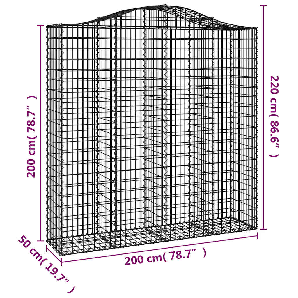 Συρματοκιβώτια Τοξωτά 8 τεμ. 200x50x200/220 εκ. Γαλβαν. Ατσάλι