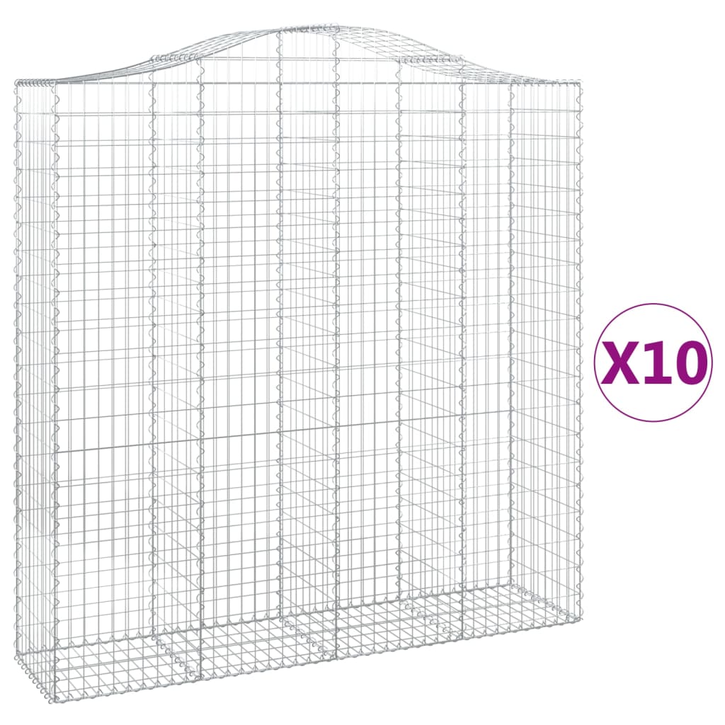 Συρματοκιβώτια Τοξωτά 10 τεμ. 200x50x200/220 εκ. Γαλβαν. Ατσάλι - Pakobazaar