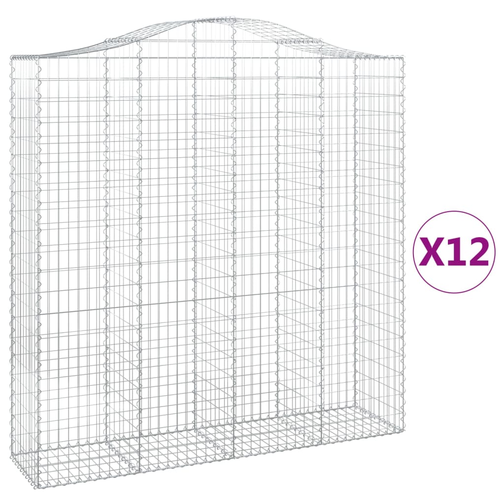 Συρματοκιβώτια Τοξωτά 12 τεμ. 200x50x200/220 εκ. Γαλβαν. Ατσάλι