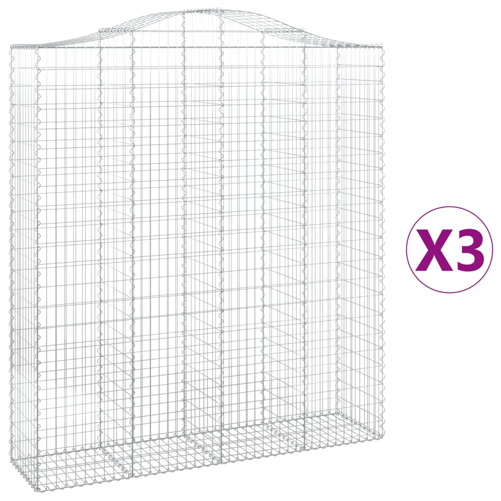Συρματοκιβώτια Τοξωτά 3 τεμ. 200x50x220/240 εκ. Γαλβαν. Ατσάλι