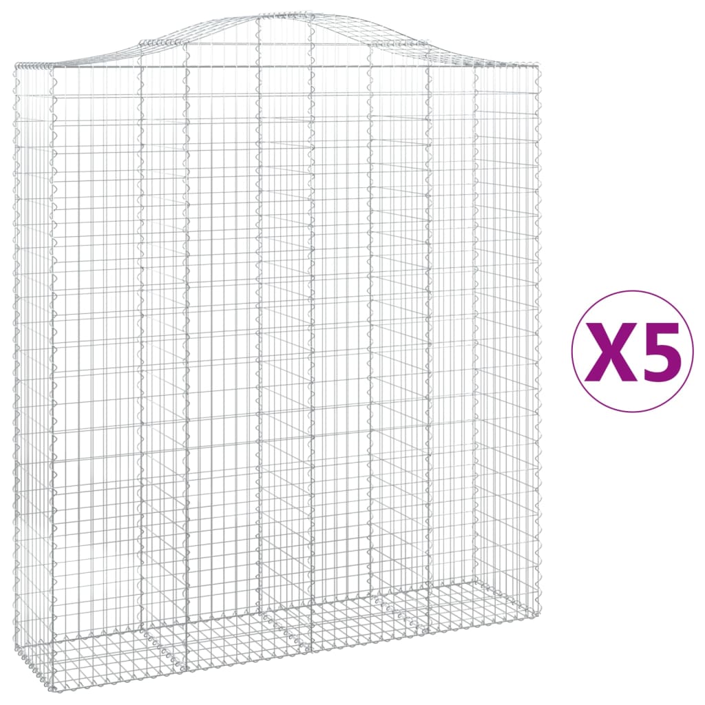 Συρματοκιβώτια Τοξωτά 5 τεμ. 200x50x220/240 εκ. Γαλβαν. Ατσάλι