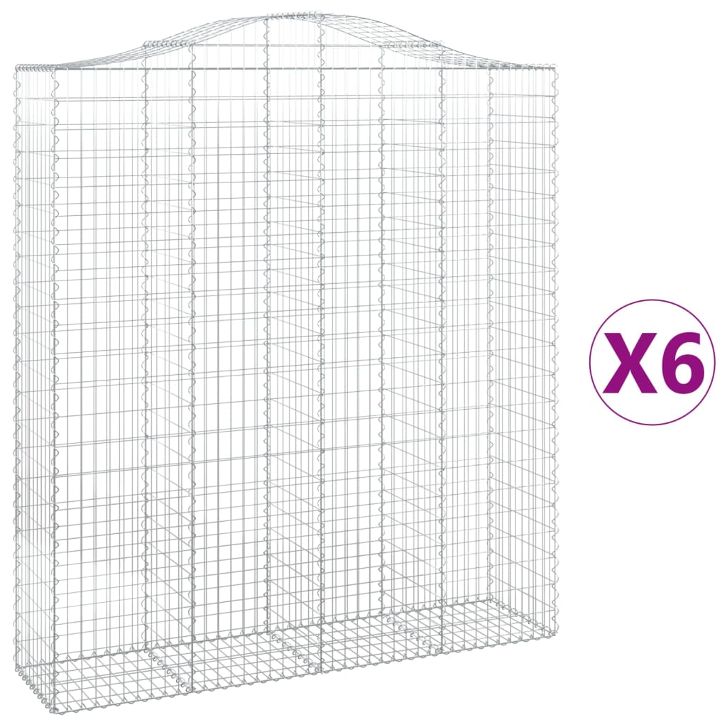 Συρματοκιβώτια Τοξωτά 6 τεμ. 200x50x220/240 εκ. Γαλβαν. Ατσάλι