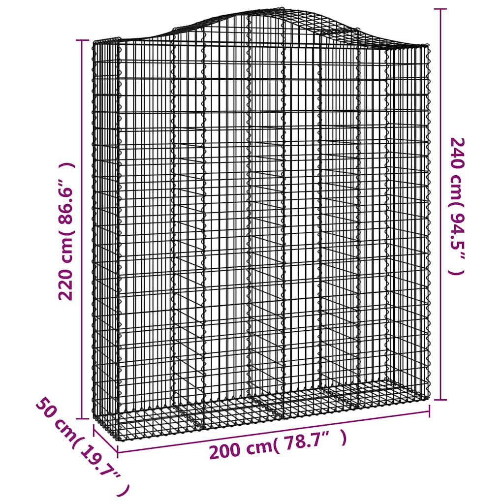 Συρματοκιβώτια Τοξωτά 7 τεμ. 200x50x220/240 εκ. Γαλβαν. Ατσάλι