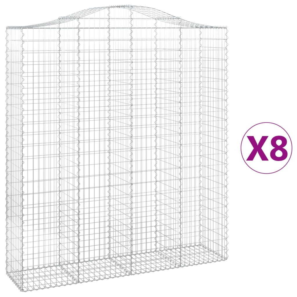 Συρματοκιβώτια Τοξωτά 8 τεμ. 200x50x220/240 εκ. Γαλβαν. Ατσάλι