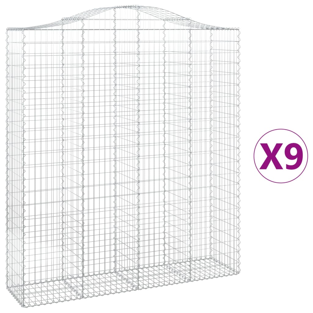 Συρματοκιβώτια Τοξωτά 9 τεμ. 200x50x220/240 εκ. Γαλβαν. Ατσάλι