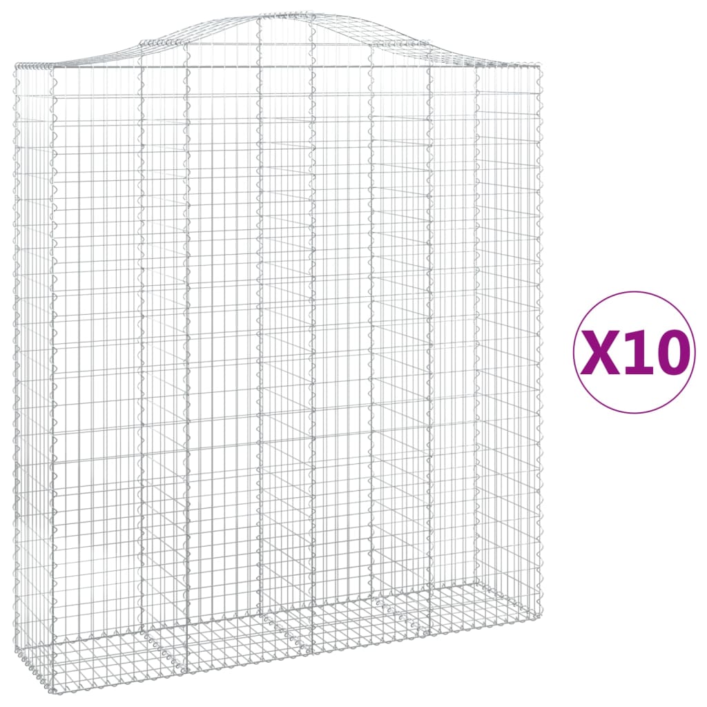 Συρματοκιβώτια Τοξωτά 10 τεμ. 200x50x220/240 εκ. Γαλβαν. Ατσάλι