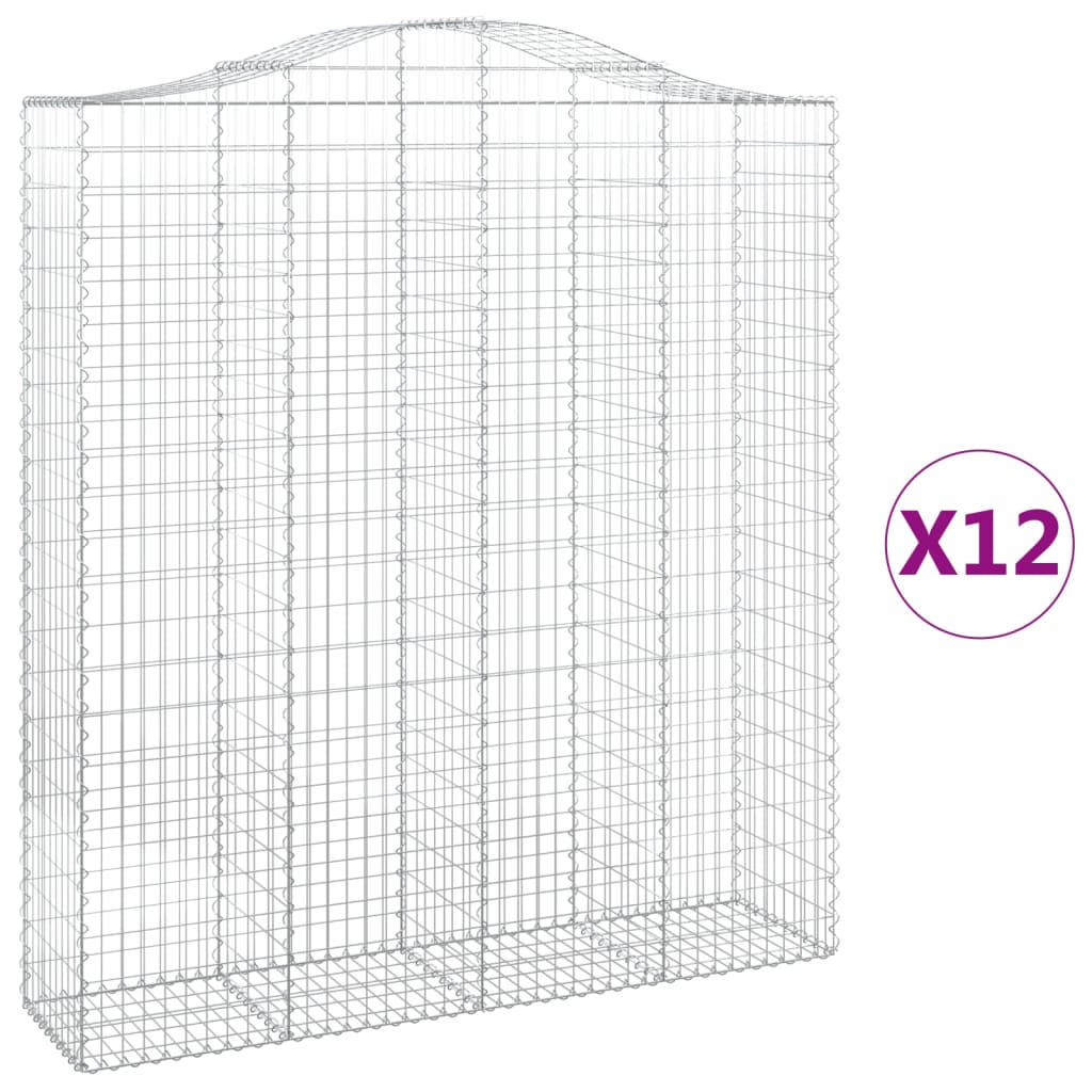 Συρματοκιβώτια Τοξωτά 12 τεμ. 200x50x220/240 εκ. Γαλβαν. Ατσάλι
