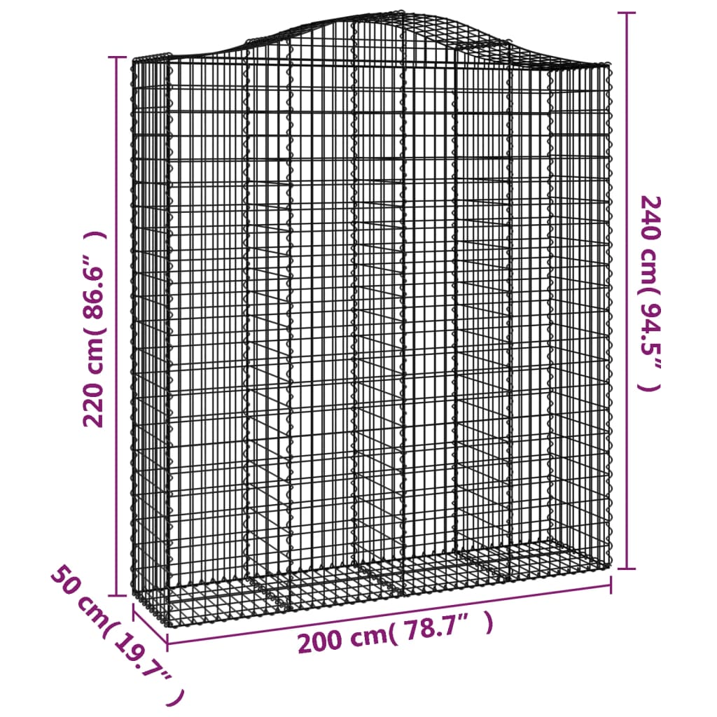 Συρματοκιβώτια Τοξωτά 14 τεμ. 200x50x220/240 εκ. Γαλβαν. Ατσάλι