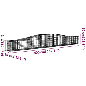 Συρματοκιβώτια Τοξωτά 2 τεμ. 400x30x40/60 εκ. Γαλβαν. Ατσάλι