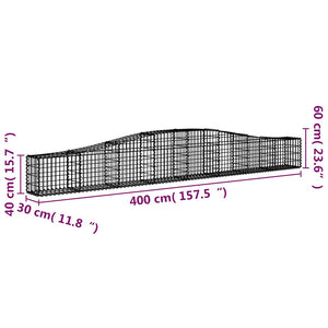 Συρματοκιβώτια Τοξωτά 3 τεμ. 400x30x40/60 εκ. Γαλβαν. Ατσάλι