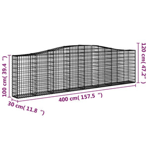 Συρματοκιβώτια Τοξωτά 4 τεμ. 400x30x100/120 εκ. Γαλβαν. Ατσάλι