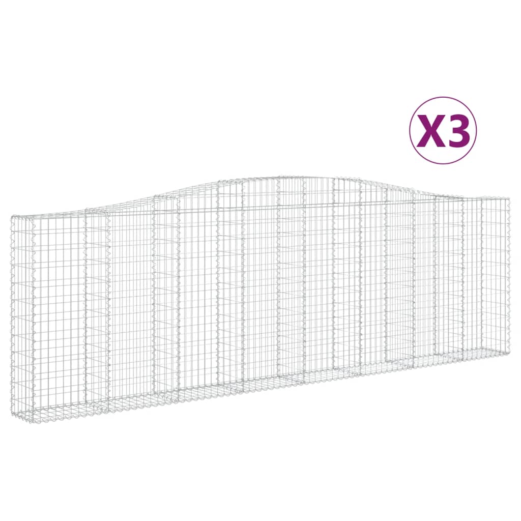 Συρματοκιβώτια Τοξωτά 3 τεμ. 400x30x120/140 εκ. Γαλβαν. Ατσάλι - Pakobazaar