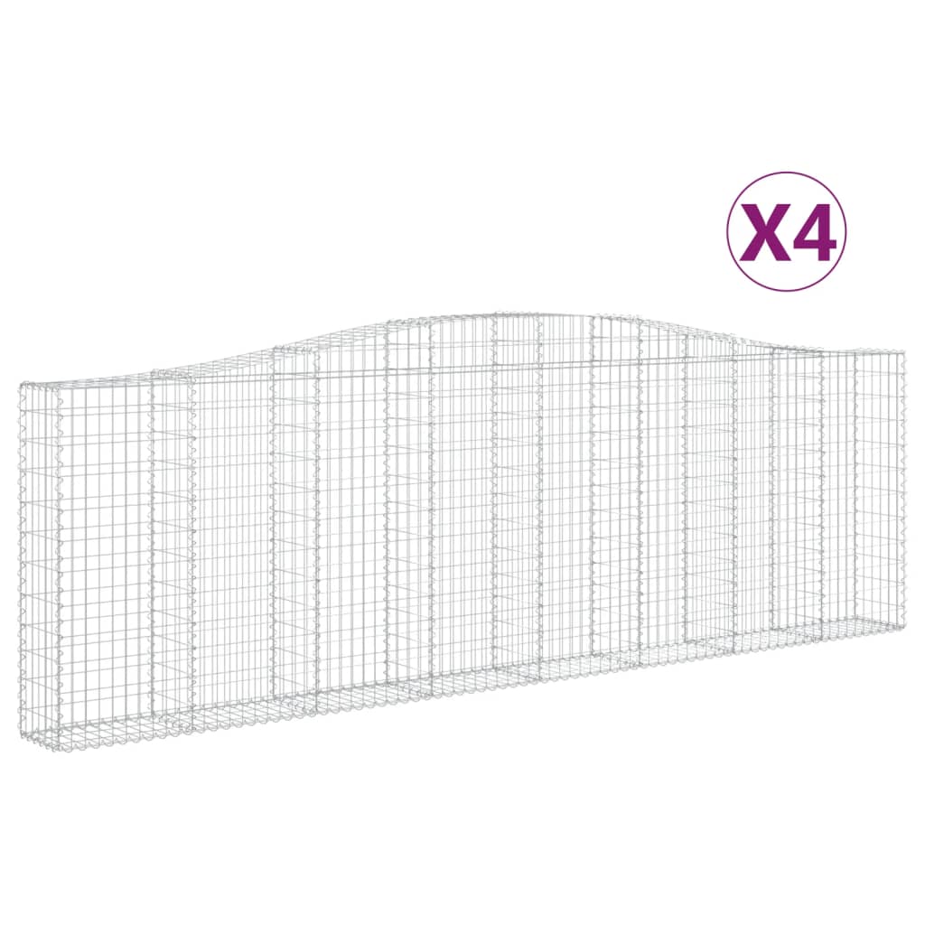 Συρματοκιβώτια Τοξωτά 4 τεμ. 400x30x120/140 εκ. Γαλβαν. Ατσάλι