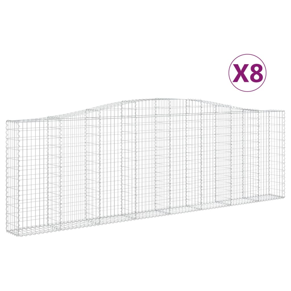 Συρματοκιβώτια Τοξωτά 8 τεμ. 400x30x120/140 εκ. Γαλβαν. Ατσάλι - Pakobazaar