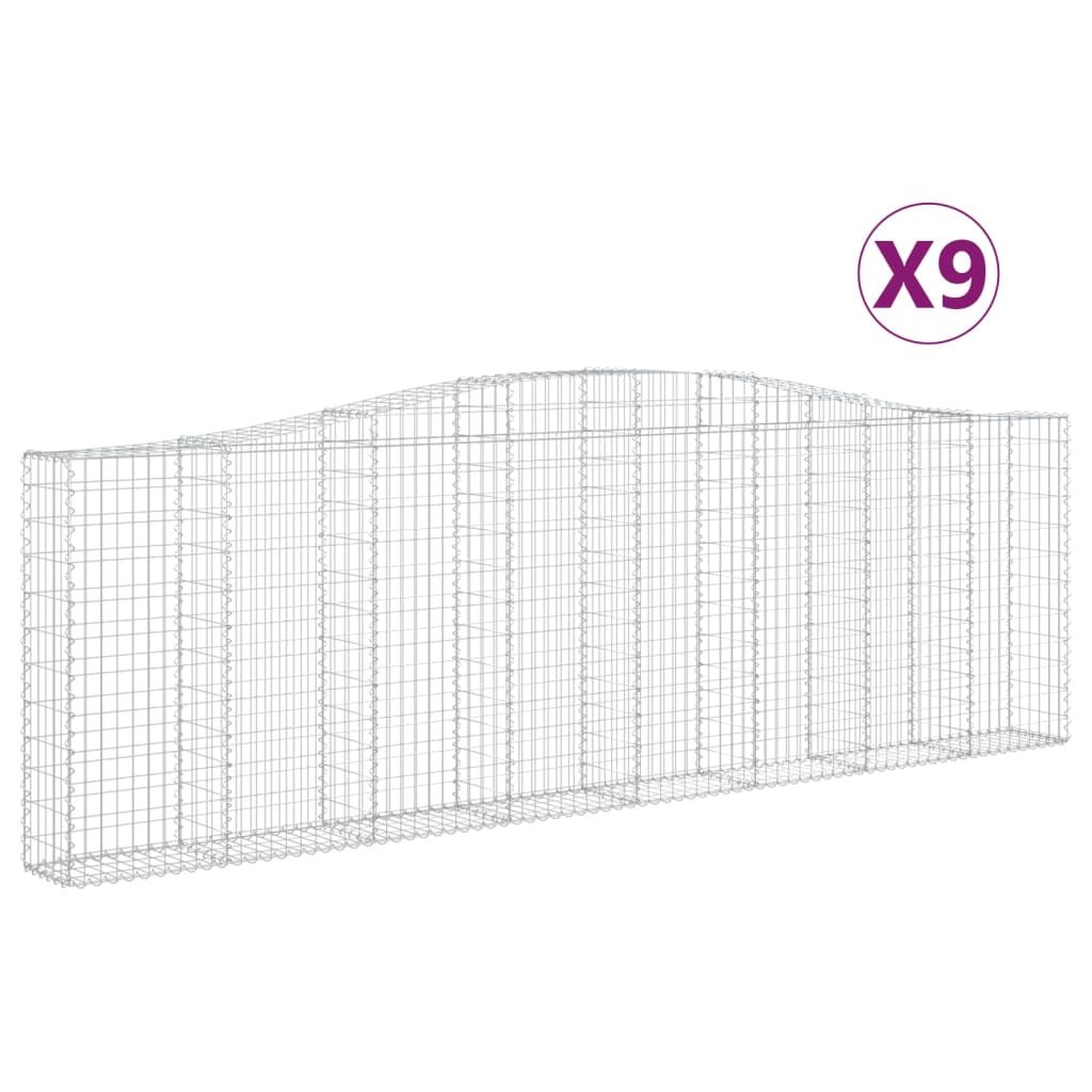 Συρματοκιβώτια Τοξωτά 9 τεμ. 400x30x120/140 εκ. Γαλβαν. Ατσάλι