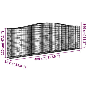Συρματοκιβώτια Τοξωτά 9 τεμ. 400x30x120/140 εκ. Γαλβαν. Ατσάλι