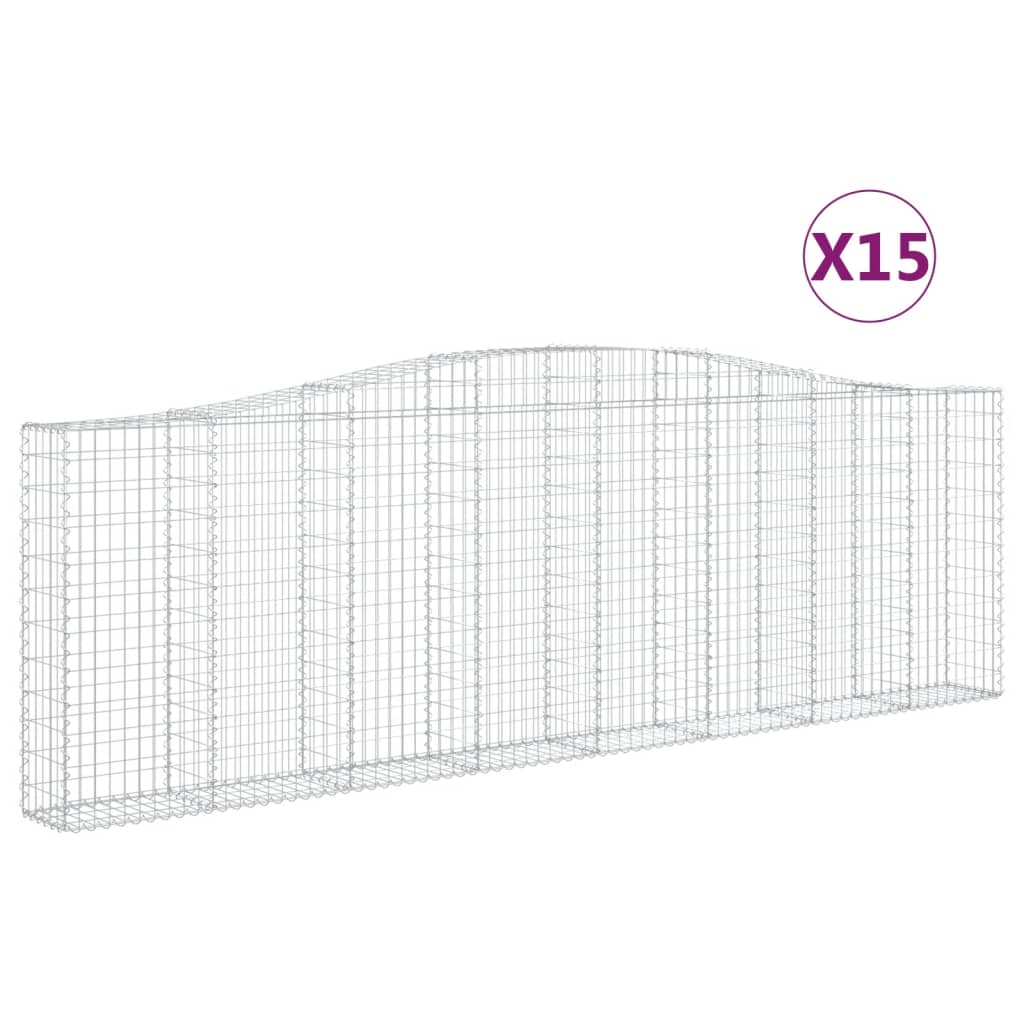 Συρματοκιβώτια Τοξωτά 15 τεμ. 400x30x120/140 εκ. Γαλβαν. Ατσάλι
