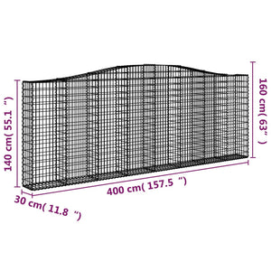 Συρματοκιβώτια Τοξωτά 5 τεμ. 400x30x140/160 εκ. Γαλβαν. Ατσάλι