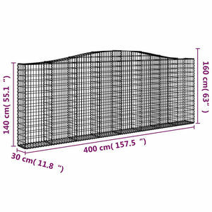 Συρματοκιβώτια Τοξωτά 20 τεμ. 400x30x140/160 εκ. Γαλβαν. Ατσάλι
