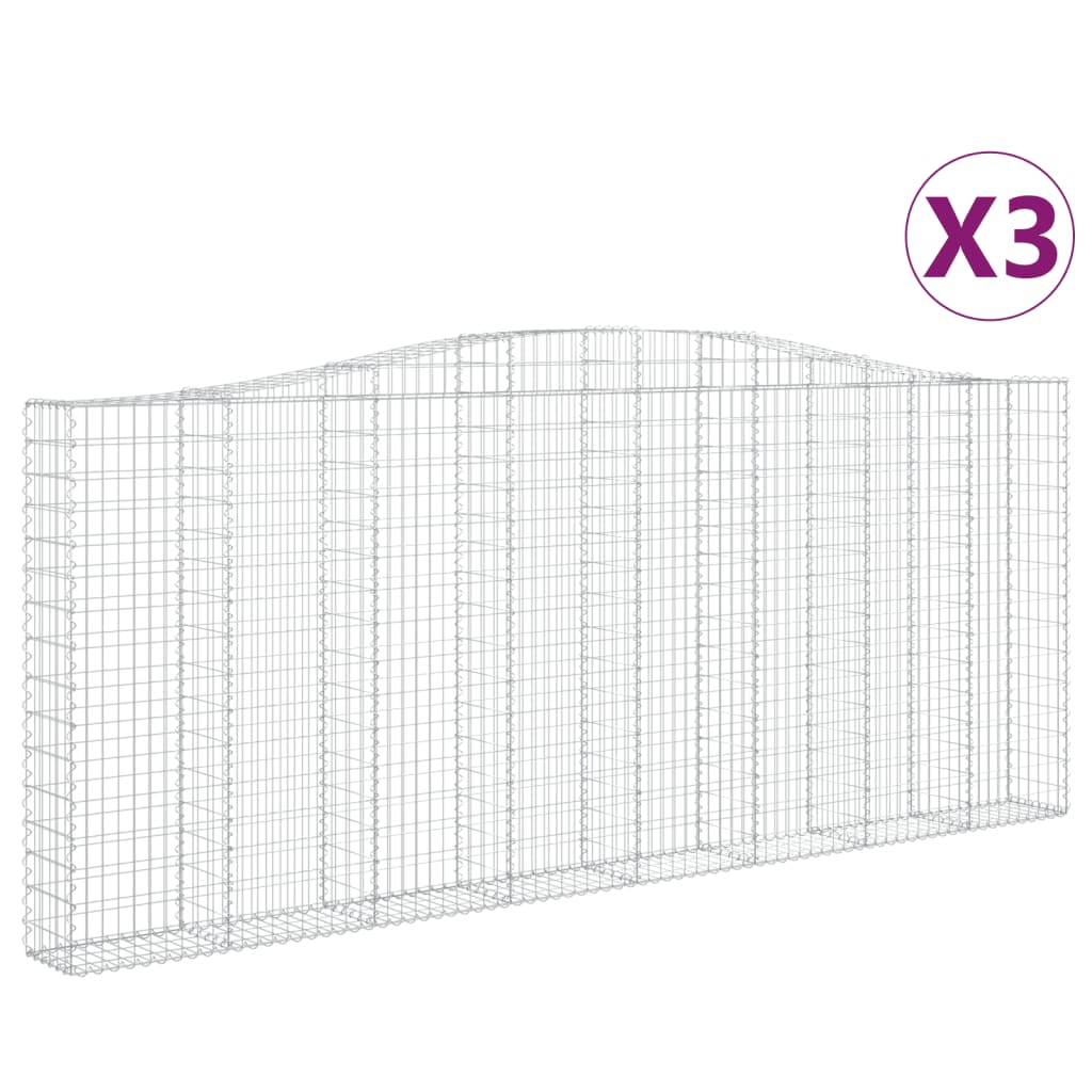 Συρματοκιβώτια Τοξωτά 3 τεμ. 400x30x160/180 εκ. Γαλβαν. Ατσάλι